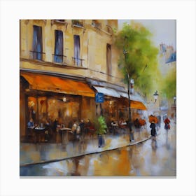 Cafe in Paris. spring season.Passersby.The beauty of the place. Oil colors.5 Canvas Print