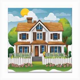 House With A Fence Canvas Print