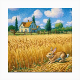 Rabbit In The Wheat Canvas Print