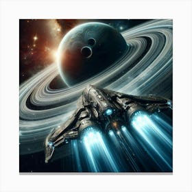 Spaceship In Space Canvas Print