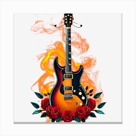 Flames And Roses Canvas Print