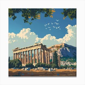 A Temple Of Olympian Zeus In Athens Lofi Illustr 1720008886 4 Canvas Print