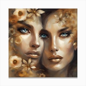 Two Women With Blue Eyes Canvas Print