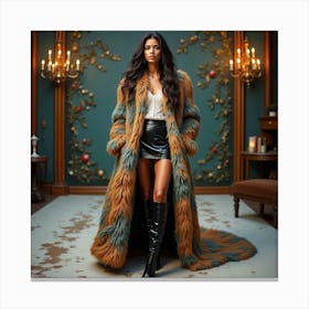 Woman In A Fur Coat 8 Canvas Print