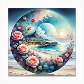 Roses On The Beach Canvas Print