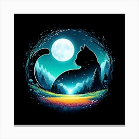 Cat In The Moonlight 9 Canvas Print