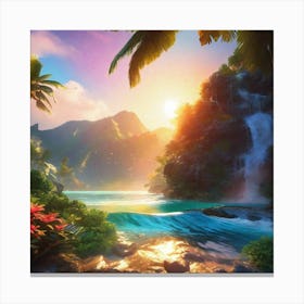 Waterfall In The Jungle 32 Canvas Print