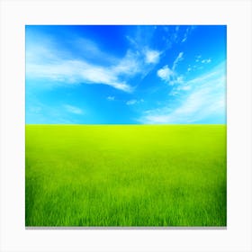 Green Grass A Blue Sky And A Background Of Calm Colors Suitable As A Wall Painting With Beautifu (6) Canvas Print