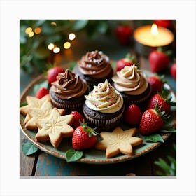 Flux Dev A Vibrant And Inviting Christmas Dessert Arrangement Canvas Print