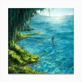 Man Into The Water art painting, nature and water art painting Canvas Print