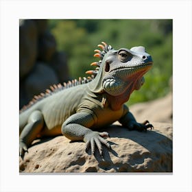 A Majestic Komodo Dragon Sunning Itself On A Rock 1 Canvas Print