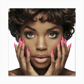 Black Woman With Pink Nails 3 Canvas Print