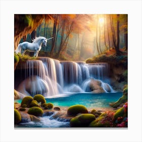 Unicorn In The Forest Canvas Print