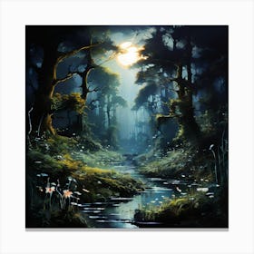 Forest At Night Canvas Print