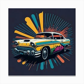 Car Colored Artwork Of Graphic Design Flat (32) Canvas Print