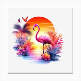 Flamingo At Sunset 3 Canvas Print