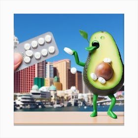 Avocado With Pills Canvas Print