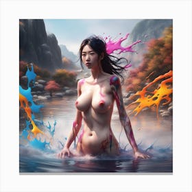 Asian Woman In Water 1 Canvas Print