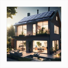 House With Solar Panels 1 Canvas Print