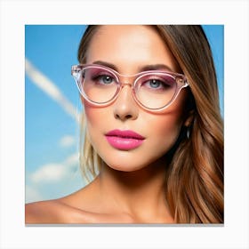 Firefly Blue Eyed Beauty With Pink Glasses And Lips 86023 Canvas Print