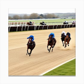 Jockeys On The Track 2 Canvas Print