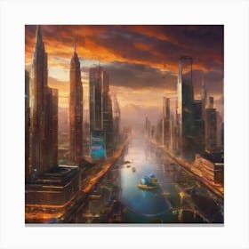 Futuristic Cityscape Canvas Print