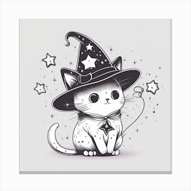 Cute Cat In A Witch Hat Canvas Print