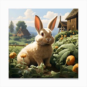 Rabbit Among The Amber Flowers Canvas Print