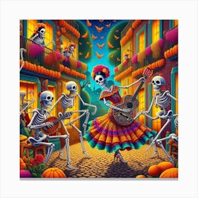 Inspired by Frida Kahlo El Baile de los Huesos (The Dance of Bones) 2 Canvas Print