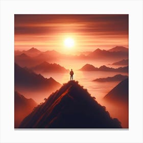 Mountain Solitude Wall Print Art An Inspiring Scene Of Solitude And Reflection, Perfect For Evoking A Sense Of Peace And Introspection In Any Space Canvas Print