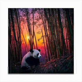 Firefly Twilight, Bamboo, Forest, Panda, Closeup, Glow, Purple, Peach, Mystery, Allure, Atmosphere, (10) Canvas Print