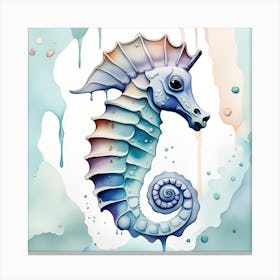 Seahorse Watercolor Dripping Canvas Print