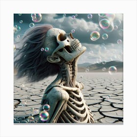 Skeleton With Soap Bubbles Canvas Print