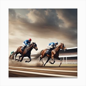 Horse Racing At The Racetrack 4 Canvas Print