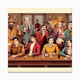 Group Of People At A Bar Canvas Print