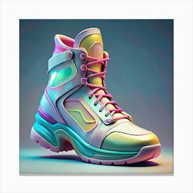 Futuristic Neon Pink And Blue Boot Canvas Print