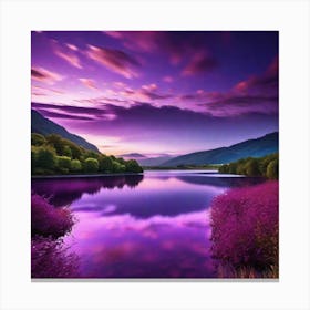 Purple Lake At Sunset Canvas Print