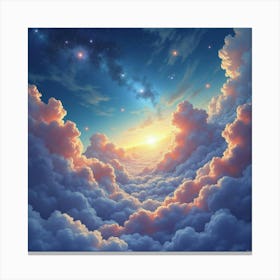 Watercolor Image Of Cosmic Wonders With Swirling Clouds 1 Canvas Print