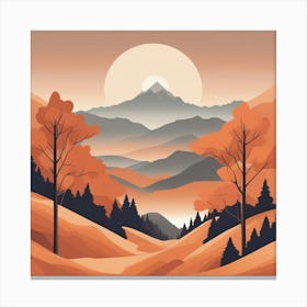 Misty mountains background in orange tone 63 Canvas Print