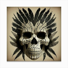 Skull With Feathers 2 Canvas Print