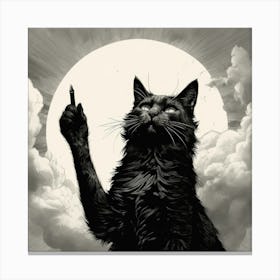 Cat Pointing Up The Sky Above Canvas Print