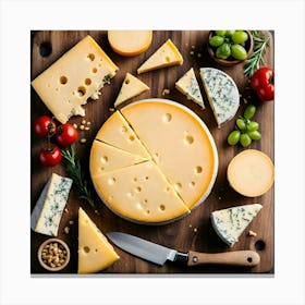 Cheese On A Wooden Board Canvas Print