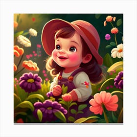 Little Girl In The Garden 1 Canvas Print