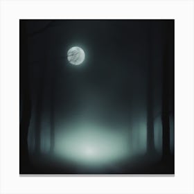 Dark Forest With A Full Moon Canvas Print