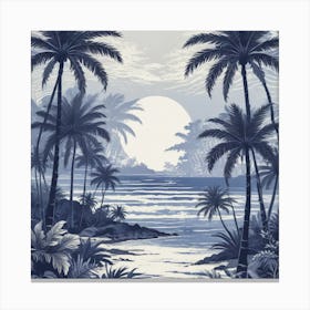 Palm Trees At Night Canvas Print