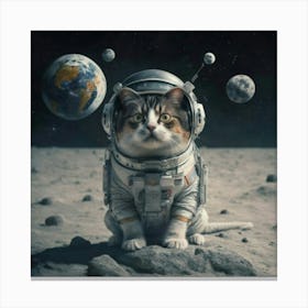 The Big Leap: A space cat takes a big step into the unknown. 1 Canvas Print