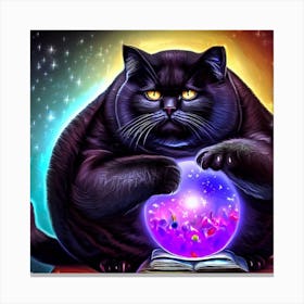 Black Cat With Crystal Ball 8 Canvas Print