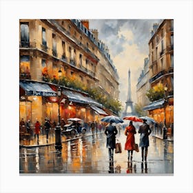 Paris Street Rainy Day Painting (11) Canvas Print