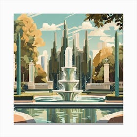 Fountain In The Park 2 Canvas Print