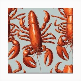 Lobster On Orange Art Print Canvas Print